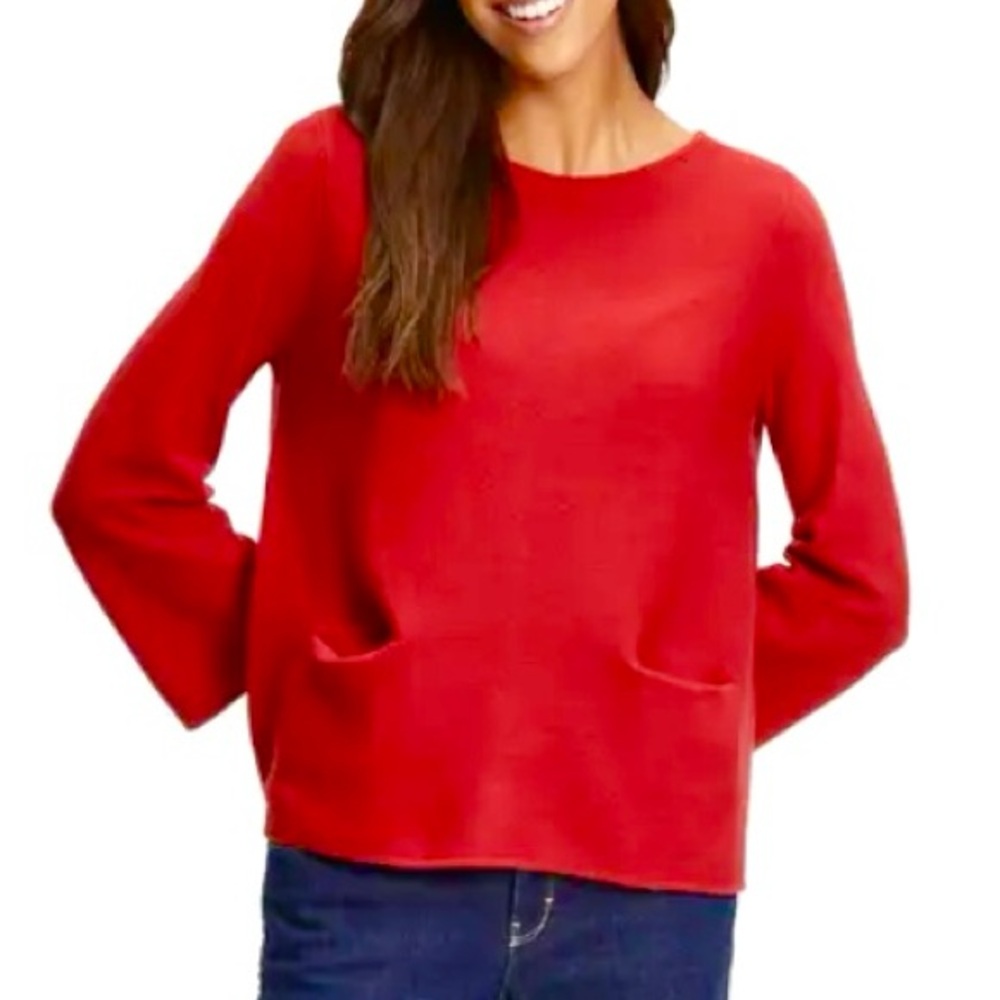MAISON 123 Ribbed Sweater with Pockets, Red, 8